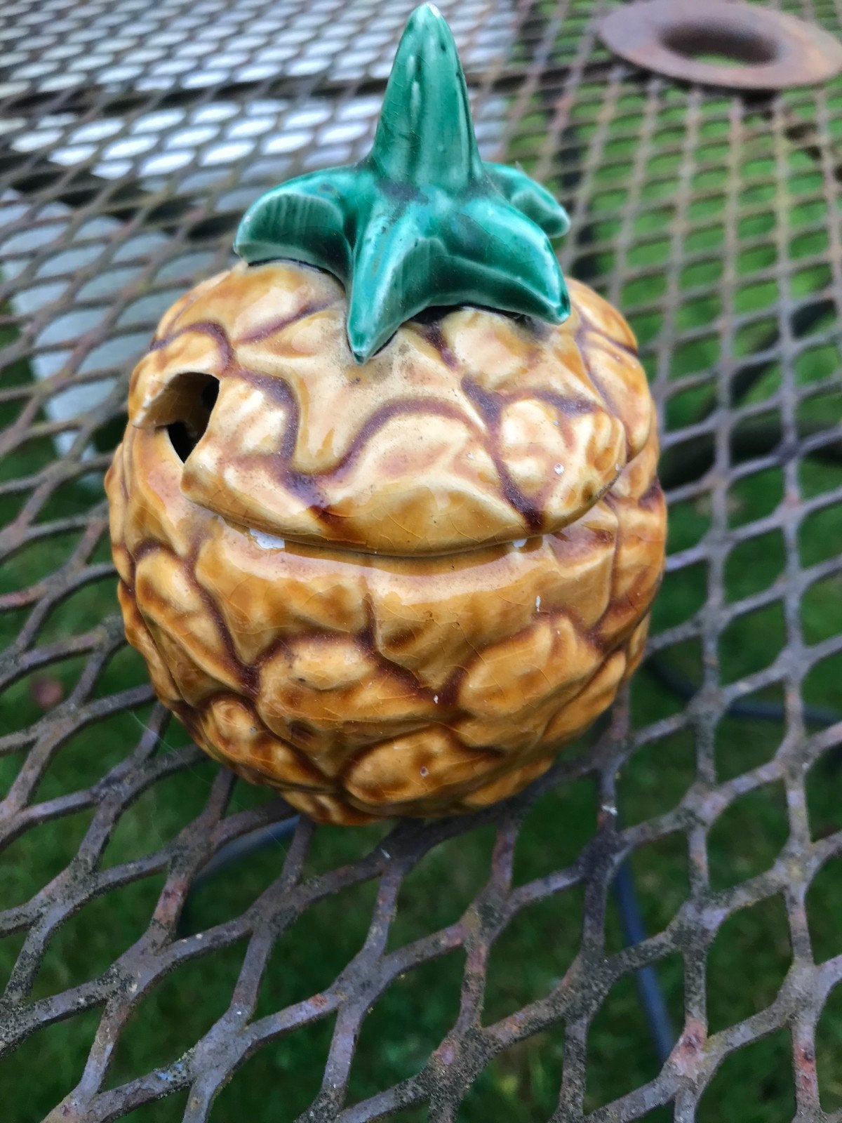 Vintage Aardbei en Ananas Jam Potjes - Keramiek, Ophalen