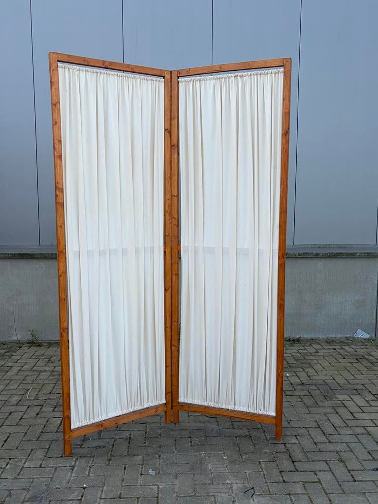 Kamerscherm kersenkleur met crème doek - 250 cm hoog, Ophalen, Gebruikt