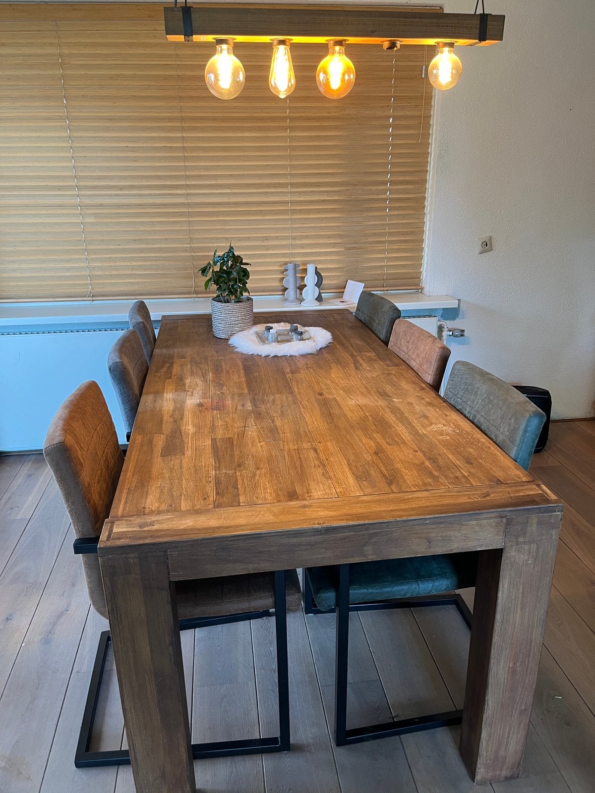 Eettafel met 6 stoelen, Huis en Inrichting, Ophalen, Gebruikt, 50 tot 100 cm, Vijf personen of meer