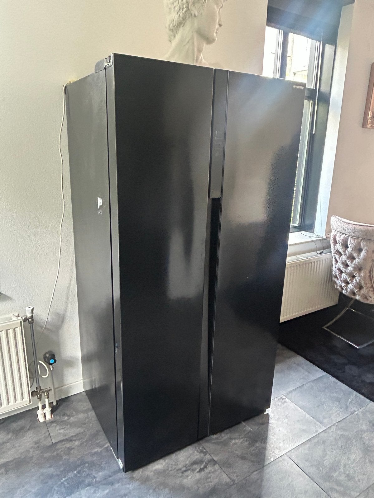 Inventum Amerikaanse Koelvriescombinatie Zwart, Ophalen, Gebruikt, 200 liter of meer, 60 cm of meer