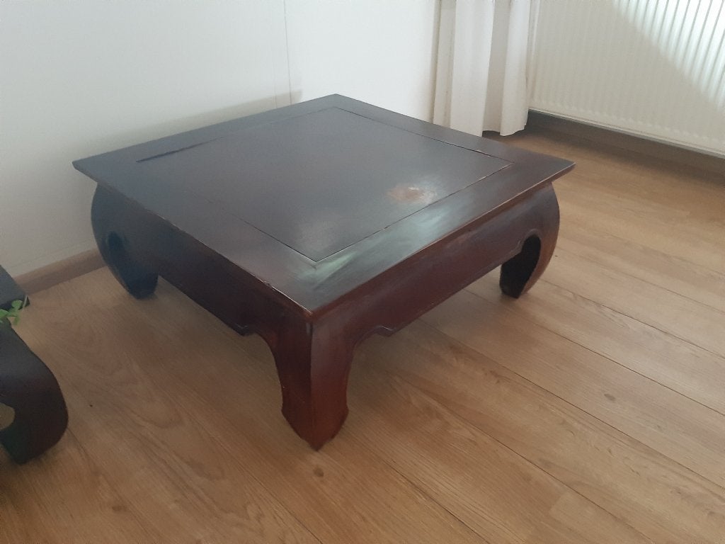 2 vierkante opium tafels, Huis en Inrichting, Ophalen, Gebruikt, 50 tot 100 cm, Opium tafel