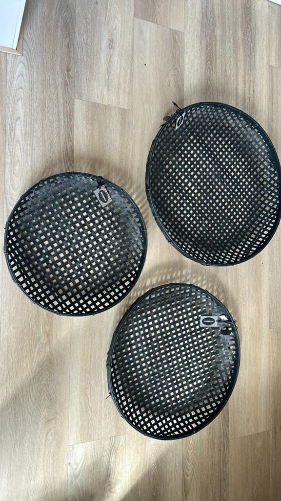 3 nieuwe zwarte manden Ibiza Bali stijl  48-57-65 Riverdale, Ophalen of Verzenden, Nieuw, Rond, Overige materialen