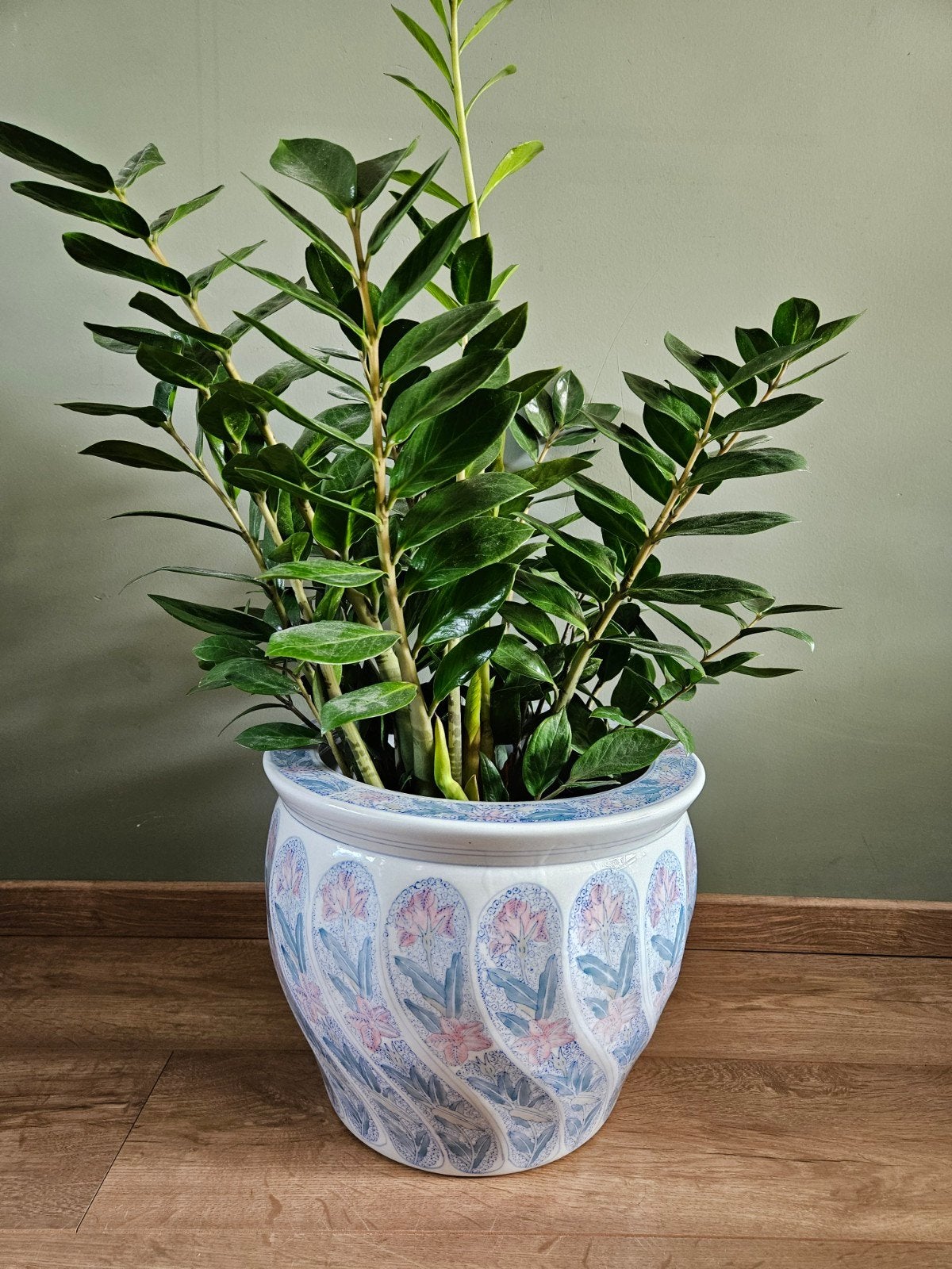 XXL Bloempot / cachepot vintage Chinees, pastelkleuren, Tuin en Terras, Rond, Binnen, Ophalen of Verzenden, Zo goed als nieuw