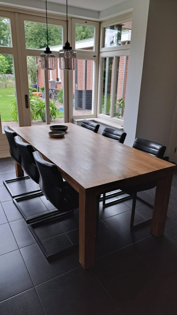 Tafel en stoelen, Ophalen, Gebruikt, 100 tot 150 cm, Teakhout