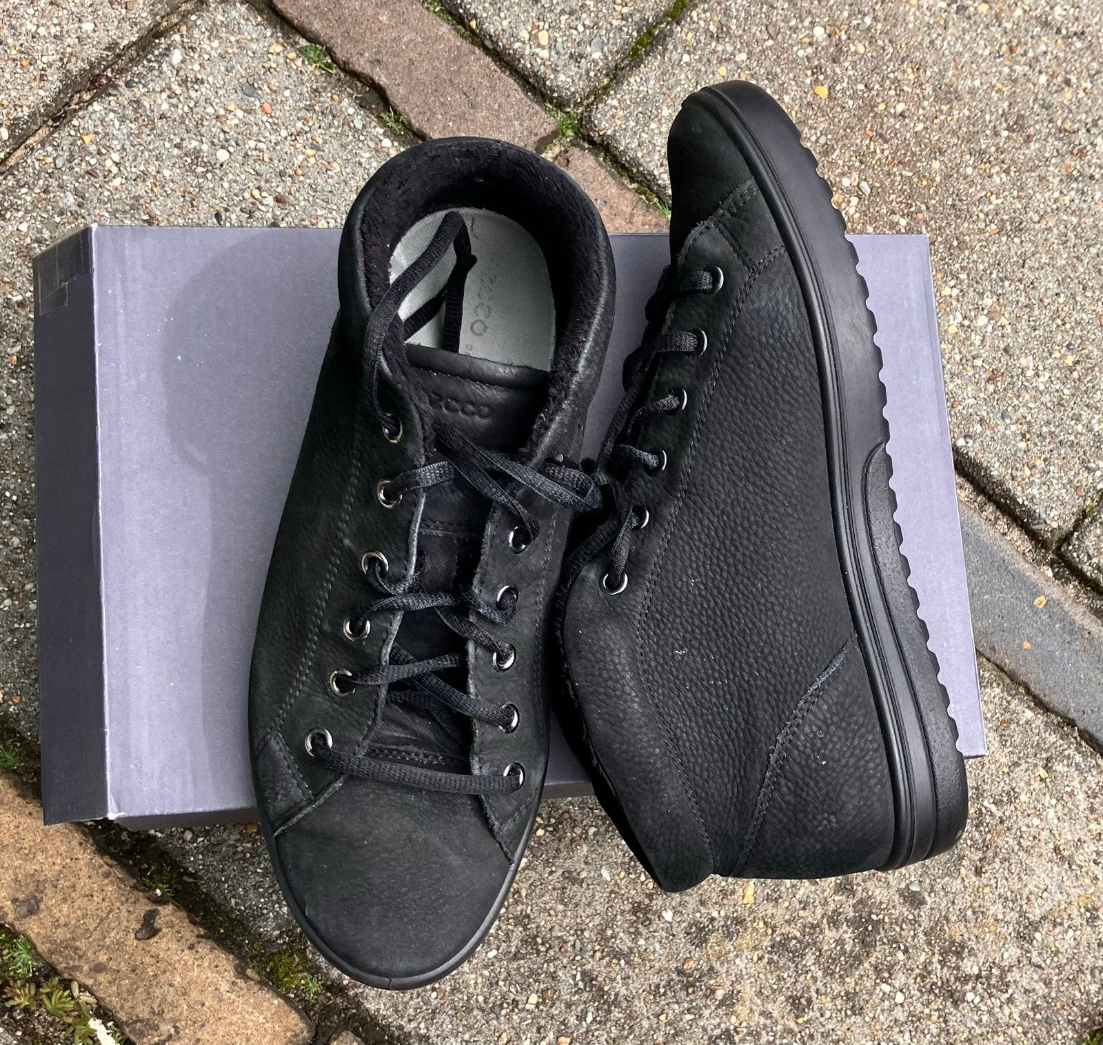 Ecco veter boots, maat 40, zwart nubuck, Zwart, Ophalen of Verzenden, Sneakers of Gympen, Gedragen