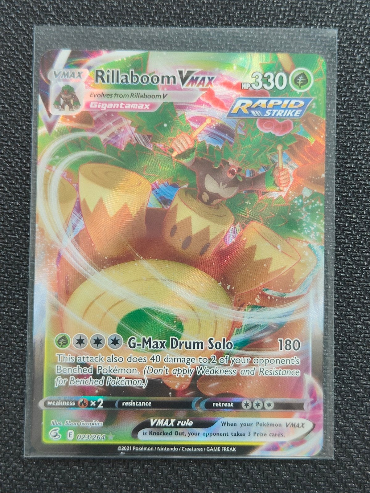 Rillaboom VMAX 023/264 Fusion Strike NM Pokemon Kaart, Ophalen of Verzenden, Zo goed als nieuw, Losse kaart, Foil