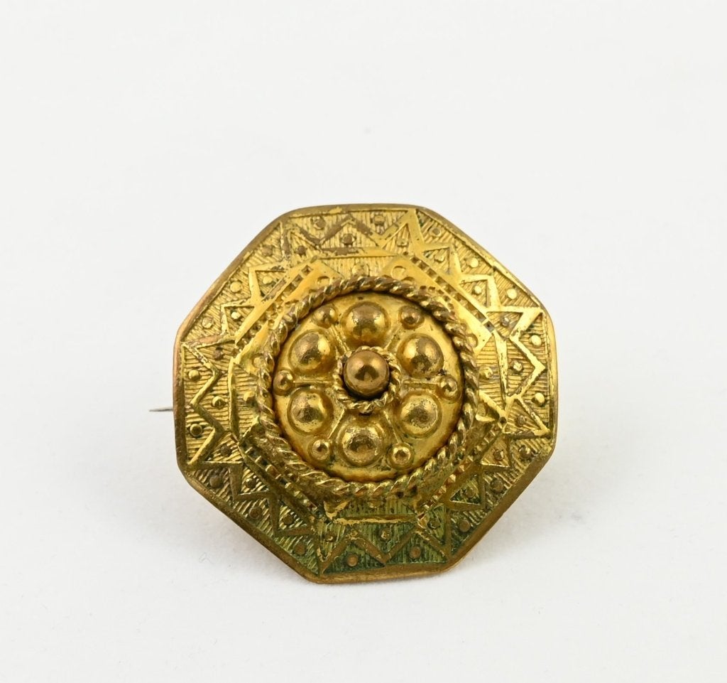 broche Etruskische stijl Feuer vergoldet; Jugendstil, Brons, Gebruikt, Verzenden, Minder dan 4 cm