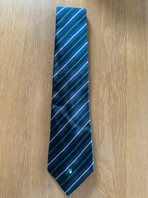ABN AMRO Zijden Stropdas - Blauw gestreept, Blauw, Ophalen of Verzenden, Zo goed als nieuw, Met patroon