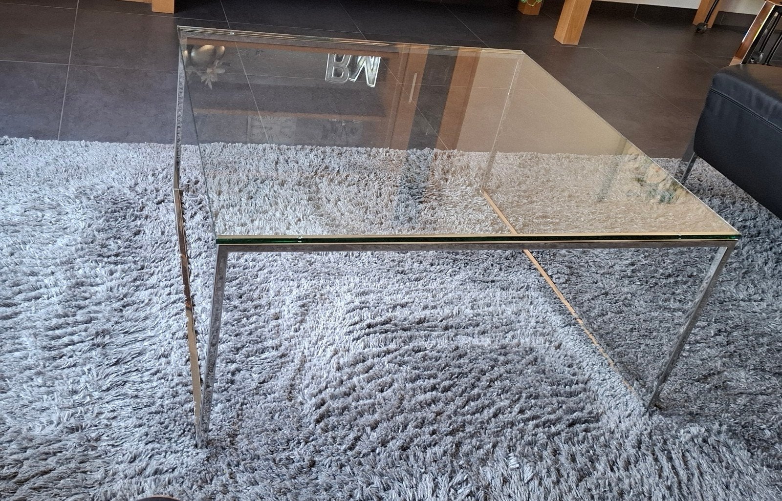 Glazen salontafel 100x100 cm, Vierkant, Ophalen of Verzenden, Zo goed als nieuw, Glas