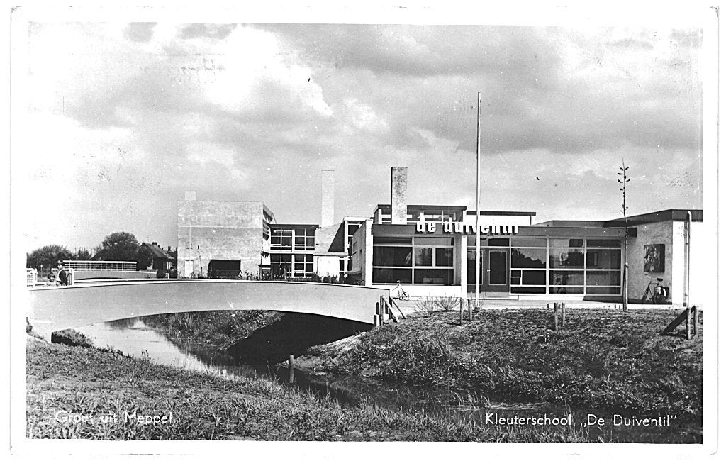 804446	Meppel	1963 Kleuterschool De Duiventil Wederopbouw, Ophalen of Verzenden, 1960 tot 1980, Gelopen, Drenthe