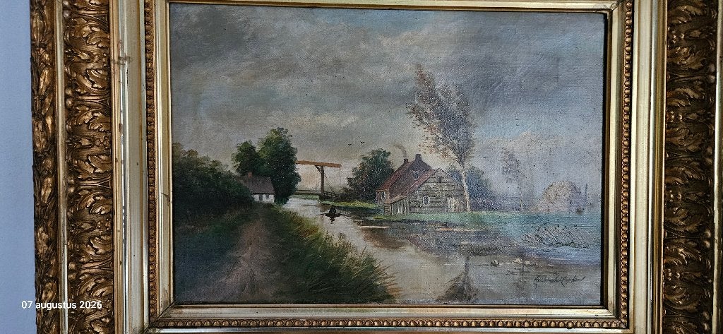 schilderij, Oud hollands, Ophalen of Verzenden, Olieverf, Handgeschilderd