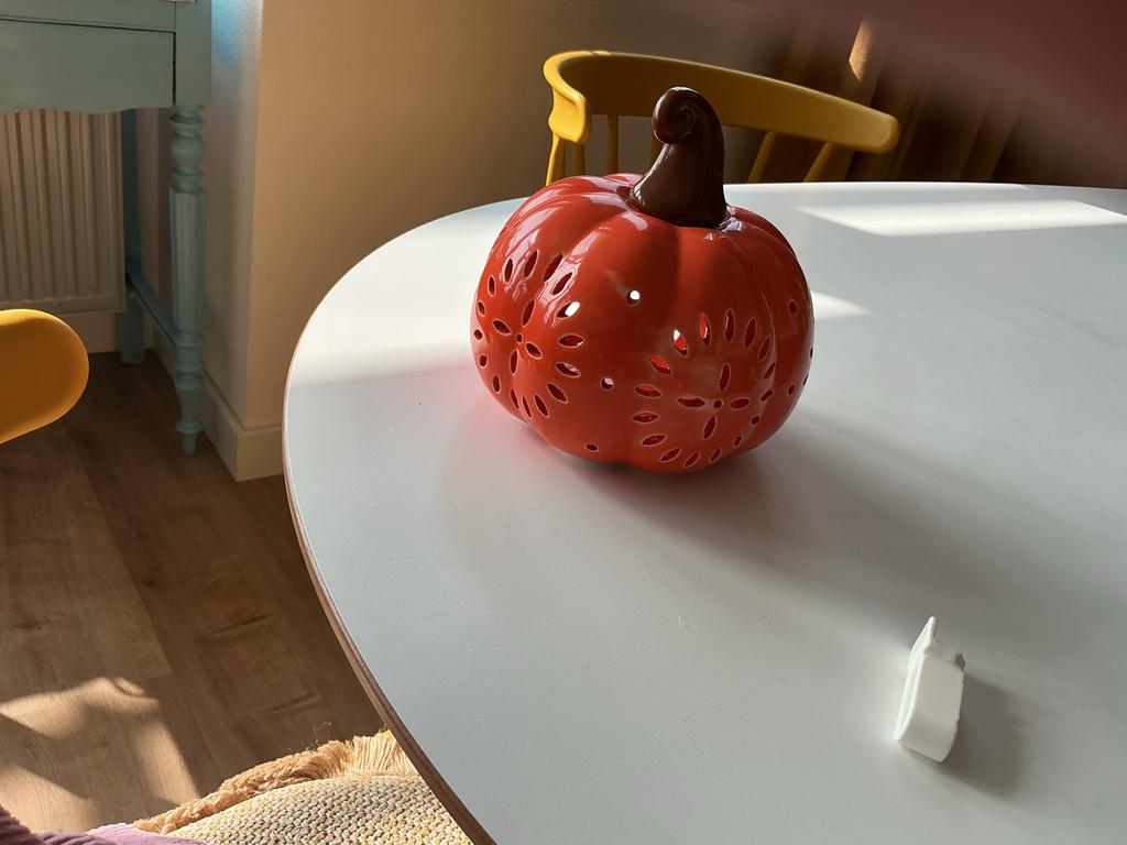 Aardewerk waxinelicht pompoen oranje 18cm hoog 16cm breed, Ophalen of Verzenden, Nieuw