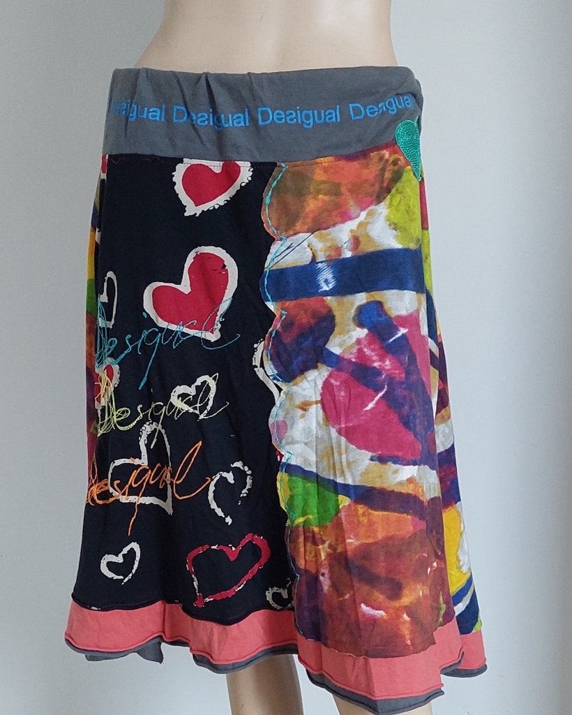 Desigual rok in maat M, Maat 38/40 (M), Knielengte, Desigual, Gedragen