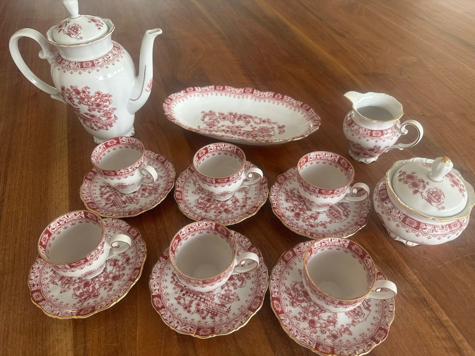 Antiek Seltmann Weiden Bavaria Theresia Red Mokka Servies, Ophalen of Verzenden