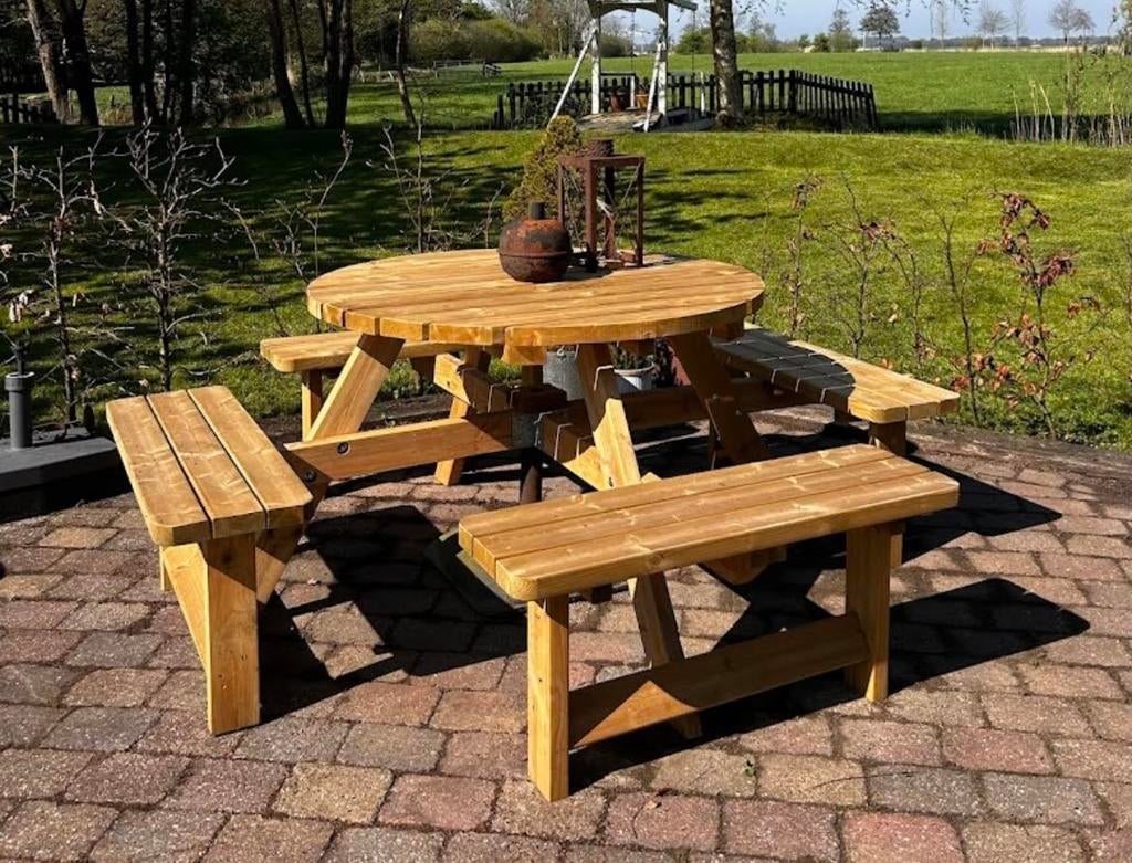 RONDE en VIERKANTE picknicktafels tuintafels HUFTERPROOF, Tuin en Terras, Ophalen, Wr, Nieuw, Wr