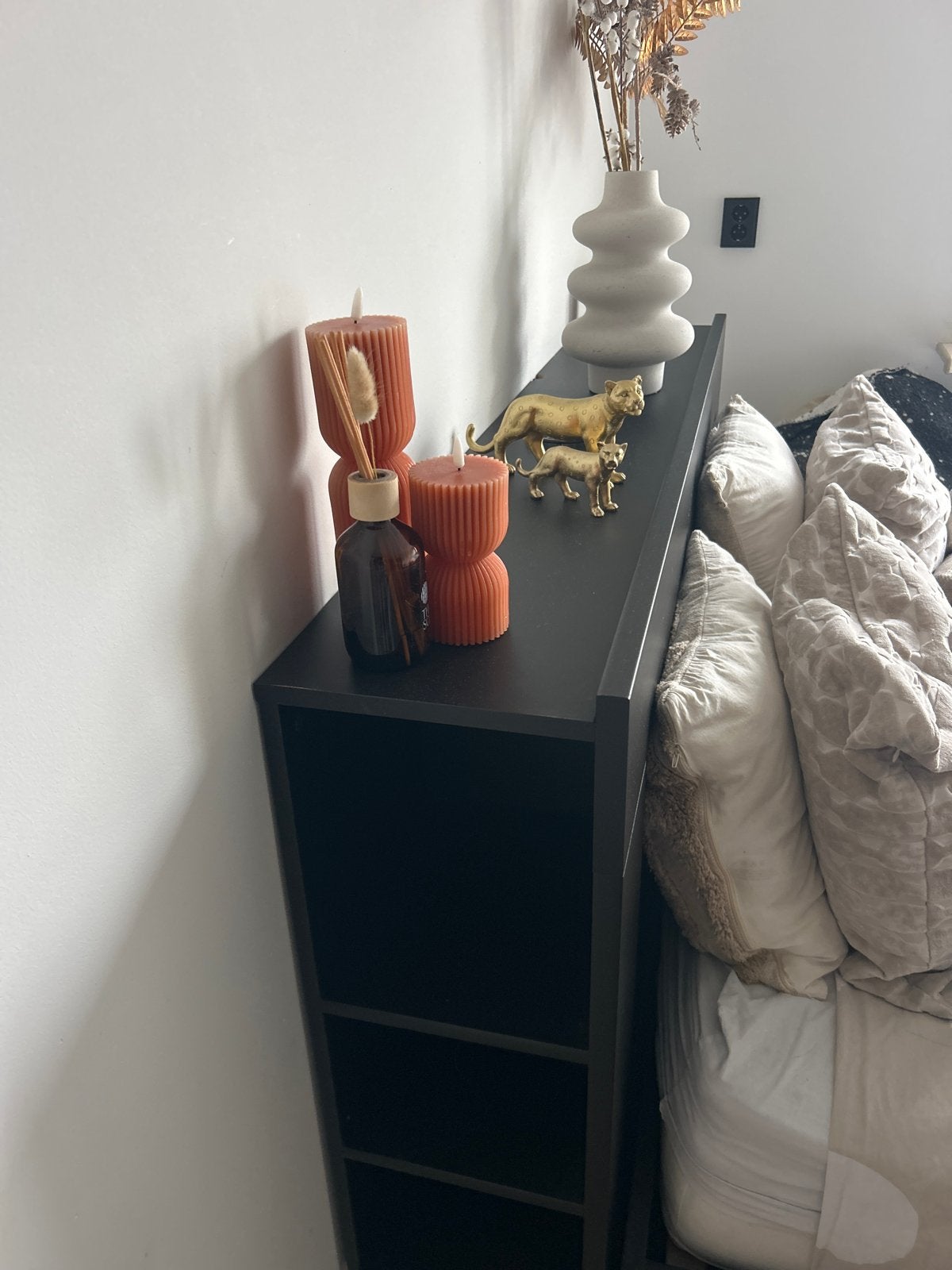 IKEA Brimnes hoofdeinde 140 cm met opbergruimte, Huis en Inrichting, Ophalen, Gebruikt, Zwart, Tweepersoons