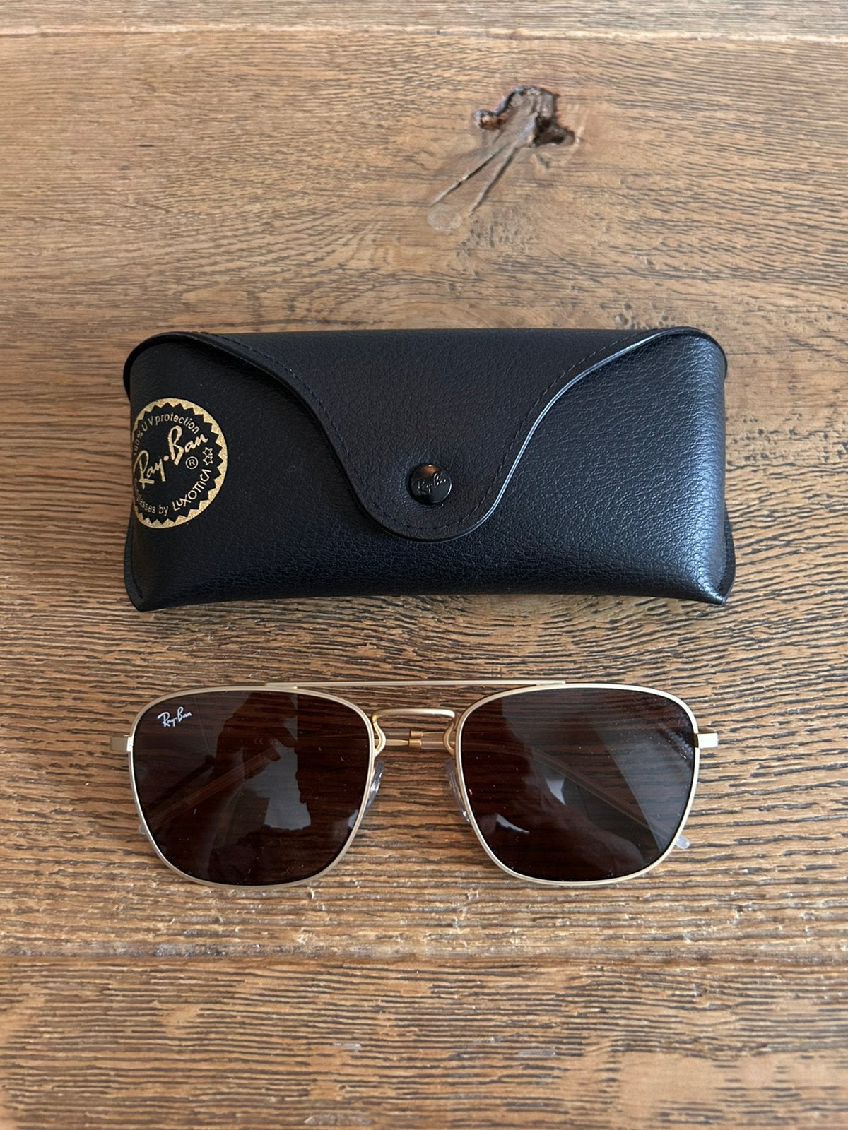 Rayban RB3588. Montuur goud, glazen donkerbruin. Zgan!, Sieraden, Tassen en Uiterlijk, Zonnebrillen en Brillen | Heren, Ophalen