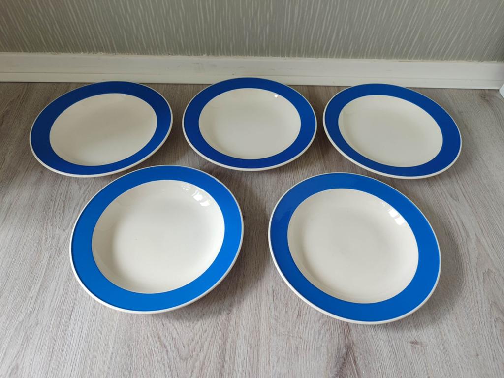 5 blauwe dinerborden samen €10 Villeroy & Boch Zürich, Ophalen, Gebruikt, Bord(en), Overige stijlen