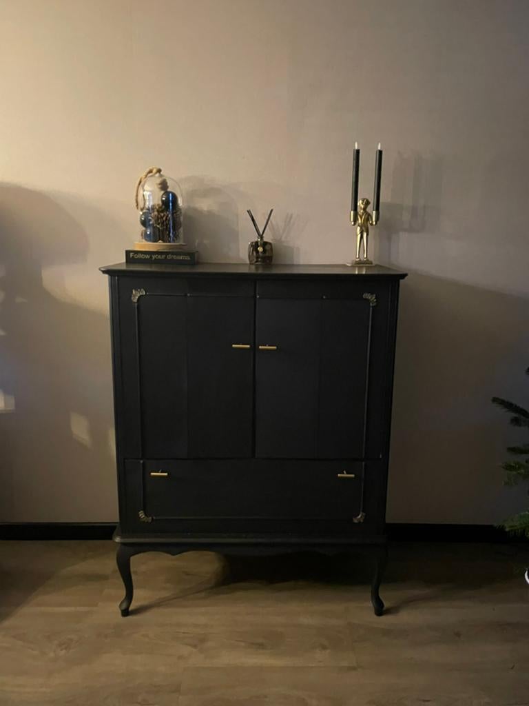 Prachtig gerestylde tv kast wandkast dressoir zwart goud, Huis en Inrichting, Ophalen, Zo goed als nieuw, 25 tot 50 cm