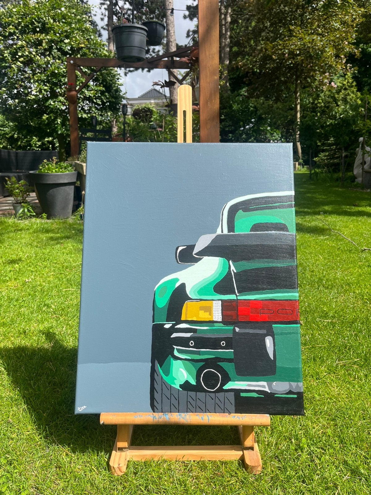 Handgeschilderde Porsche – Modern auto schilderij, Ophalen, Nieuw, Acrylverf