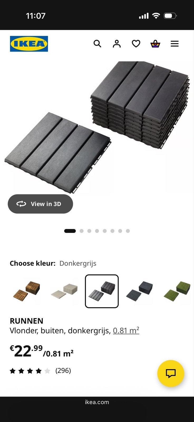 IKEA RUNNEN Vlonders Donkergrijs - Buiten Vloertegels, Ophalen, Zo goed als nieuw, Kunststof
