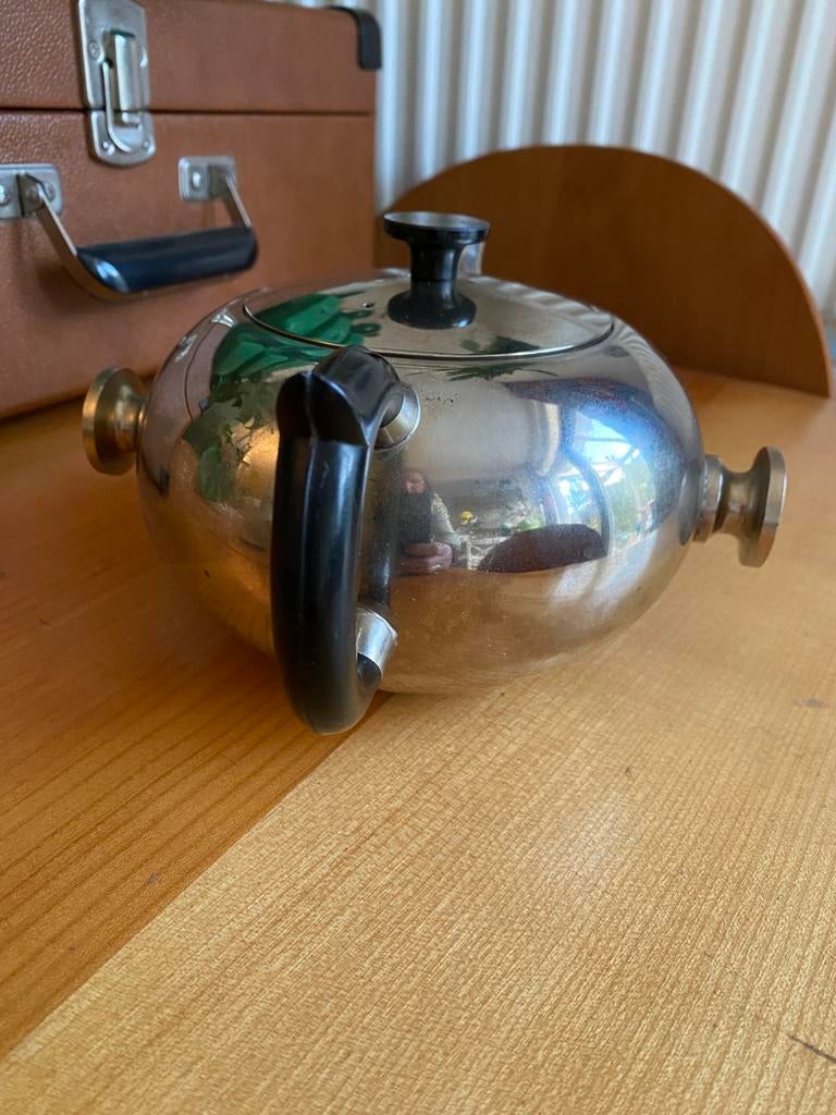 Kantelbare RVS theepot, jaren 50, Antiek en Kunst, Ophalen of Verzenden