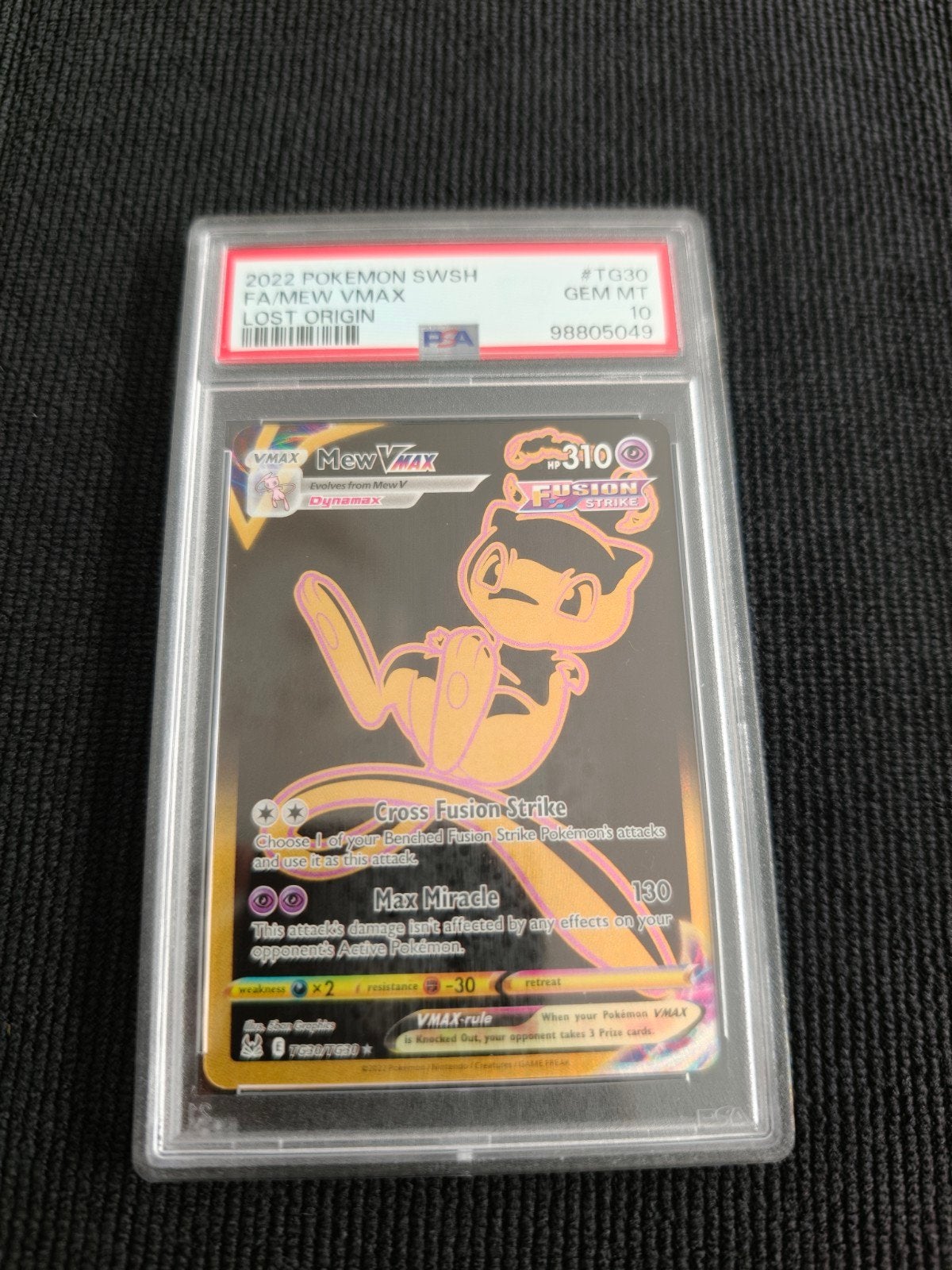 Mew VMAX Fusion Strike PSA 10 Pokémon Kaart, Hobby en Vrije tijd, Ophalen of Verzenden, Zo goed als nieuw, Losse kaart