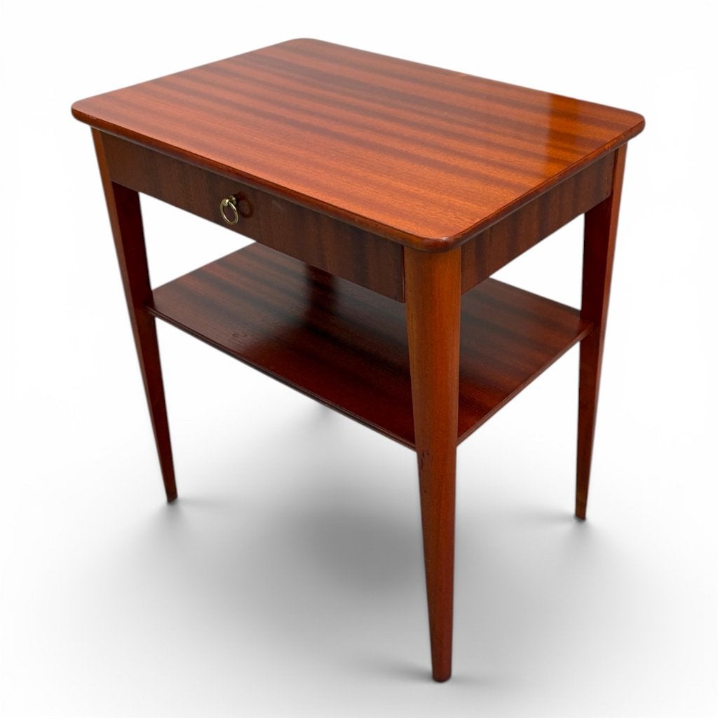 Set vintage mahonie nachtkastjes, jaren 50 uit Zweden, Met plank(en), Minder dan 50 cm, Gebruikt, Mid-century | Vintage | Scandinavisch design
