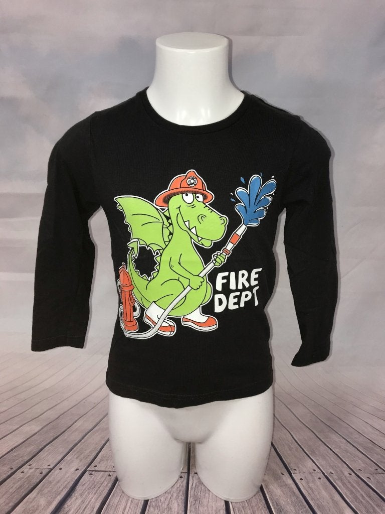 Zwarte trui brandweer draak maat 110 (2C3), Tweedehands verkoop, Tweedehands verkoop, Gebruikt, Trui of Vest