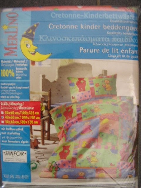 Nieuw ! Merlino Cretonne kinderbeddengoed., Ritssluiting, Overige merken, Dekbedovertrek, Nieuw
