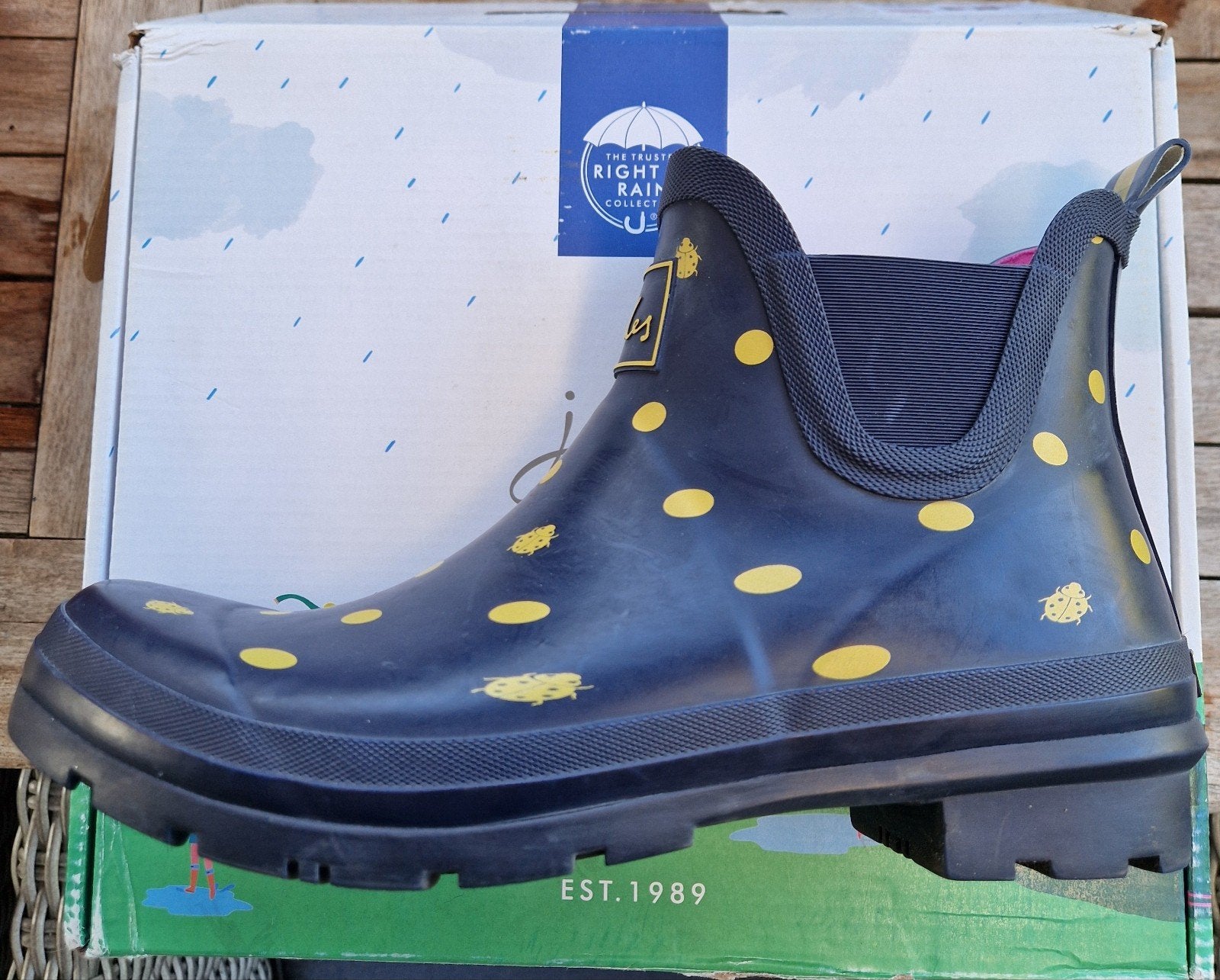 Joules Wellibob Enkellaarzen - Navy Lieveheersbeestje Print, Blauw, Joules, Lage of Enkellaarzen, Ophalen of Verzenden