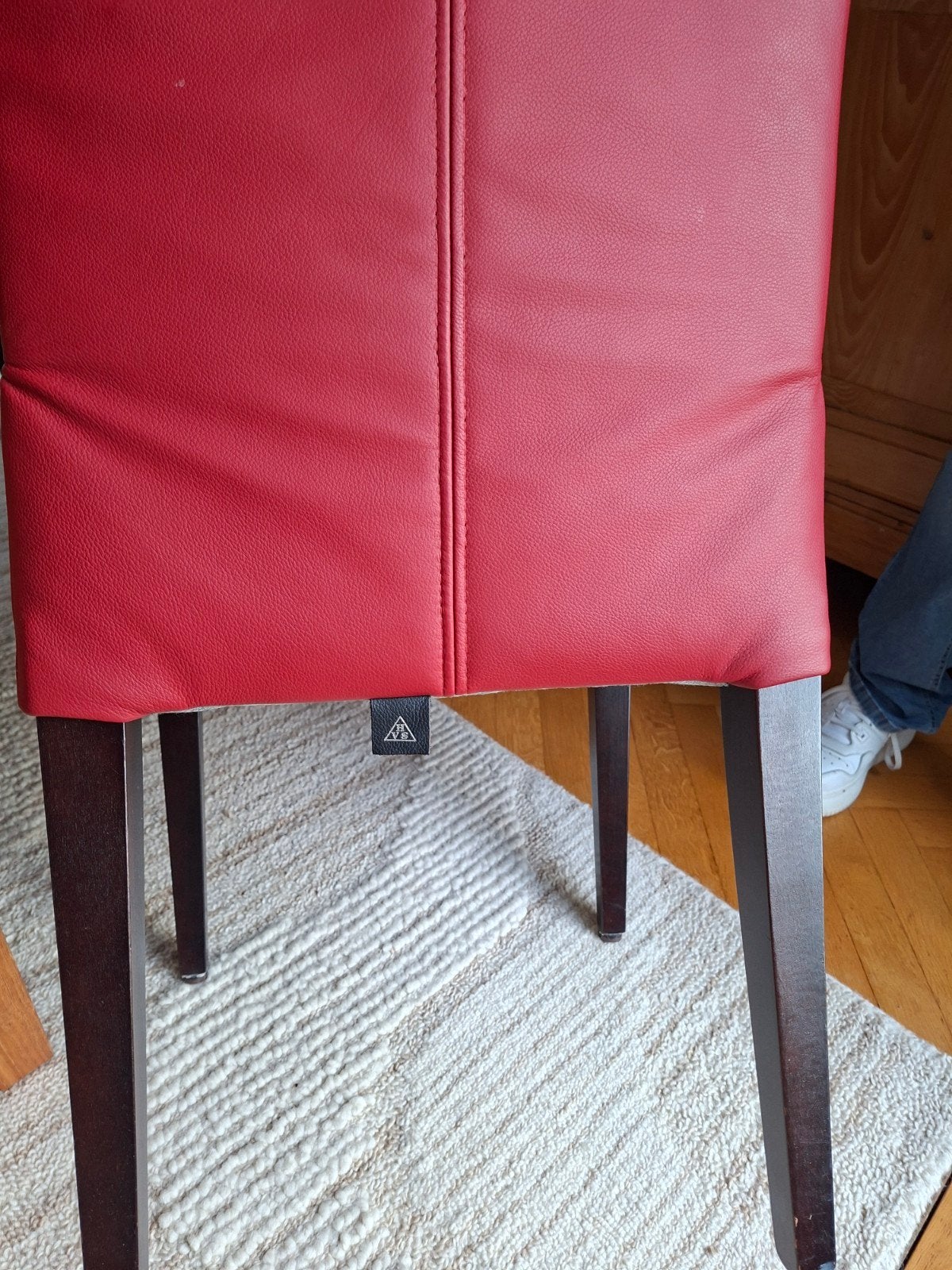 4 eetkamerstoelen rood., Ophalen, Gebruikt, Rood, Leer