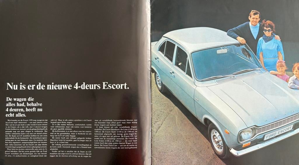 Ford Escort 4d standaard luxe GT 1970 14 pag. 27,5 / 28,5 cm, Ophalen of Verzenden, Zo goed als nieuw, Ford