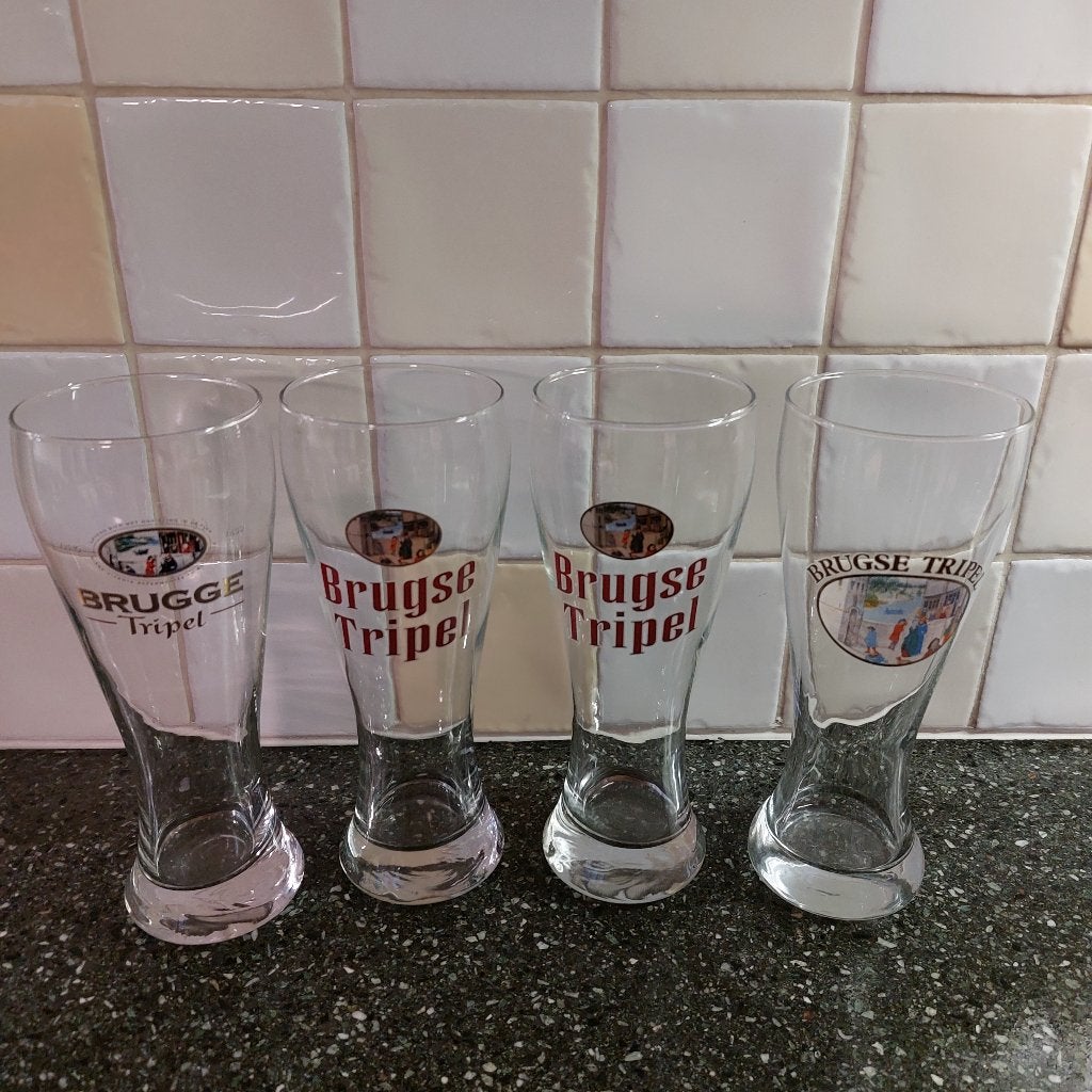 Brugse Tripel bierglazen en Brugge Tripel bierglas, Verzamelen, Ophalen of Verzenden, Zo goed als nieuw, Bierglas