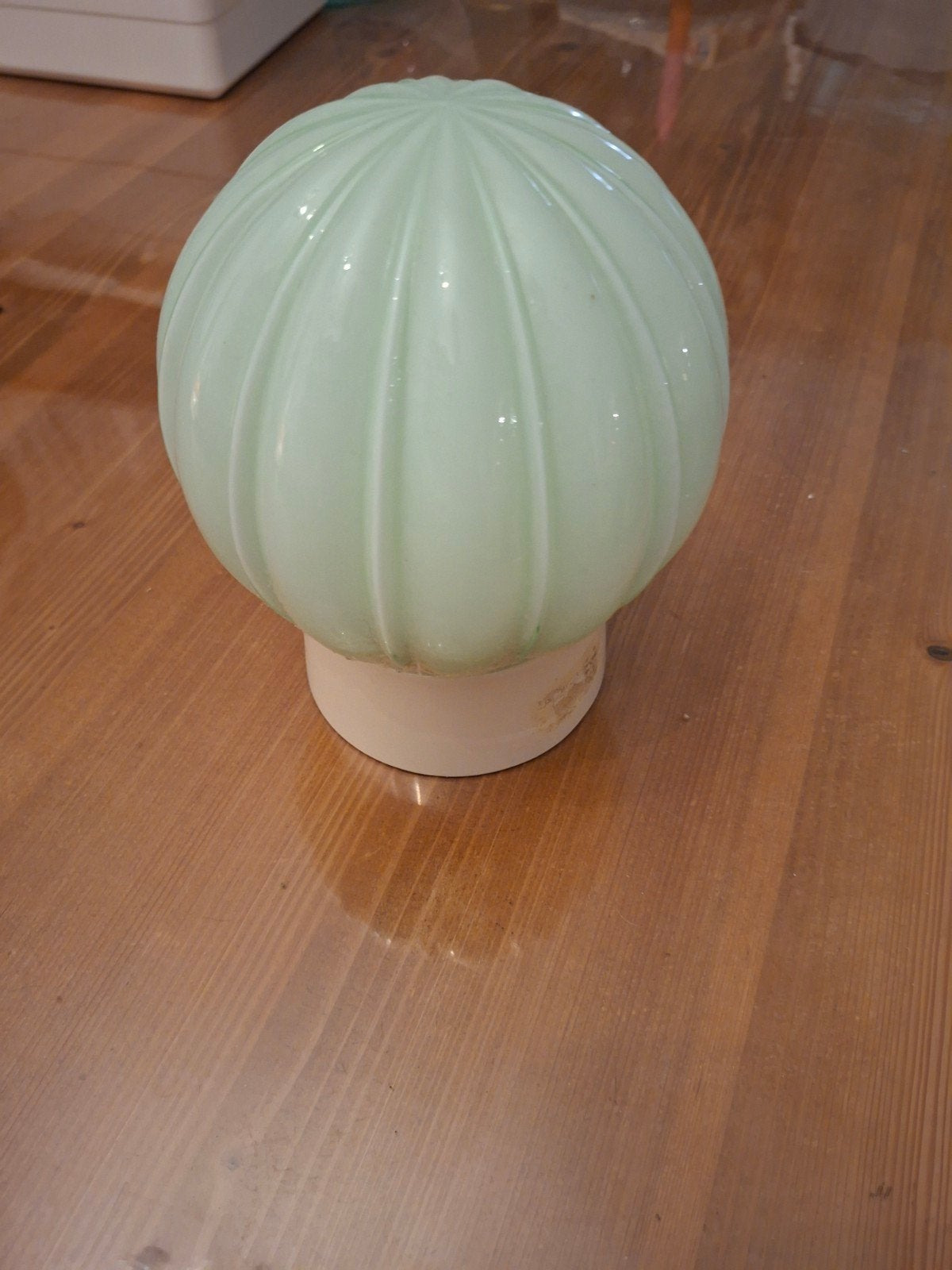 Vintage Corodex Art Deco / Mid-Century Glazen Plafonnière, Inclusief lichtbron, Groen, Zo goed als nieuw, Plafondlamp