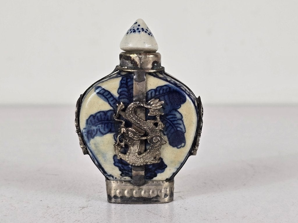 Snuiffles blauw wit porselein, zilver, China, 19e eeuw, Antiek en Kunst, Antiek | Porselein, Ophalen of Verzenden
