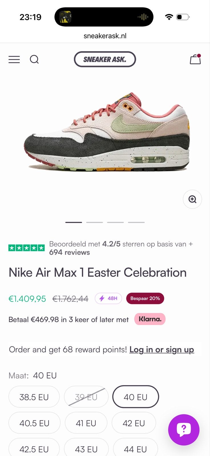 Nike Air Max 1 Easter Celebration - Nieuw in doos, Ophalen of Verzenden, Nieuw, Overige kleuren, Sneakers of Gympen