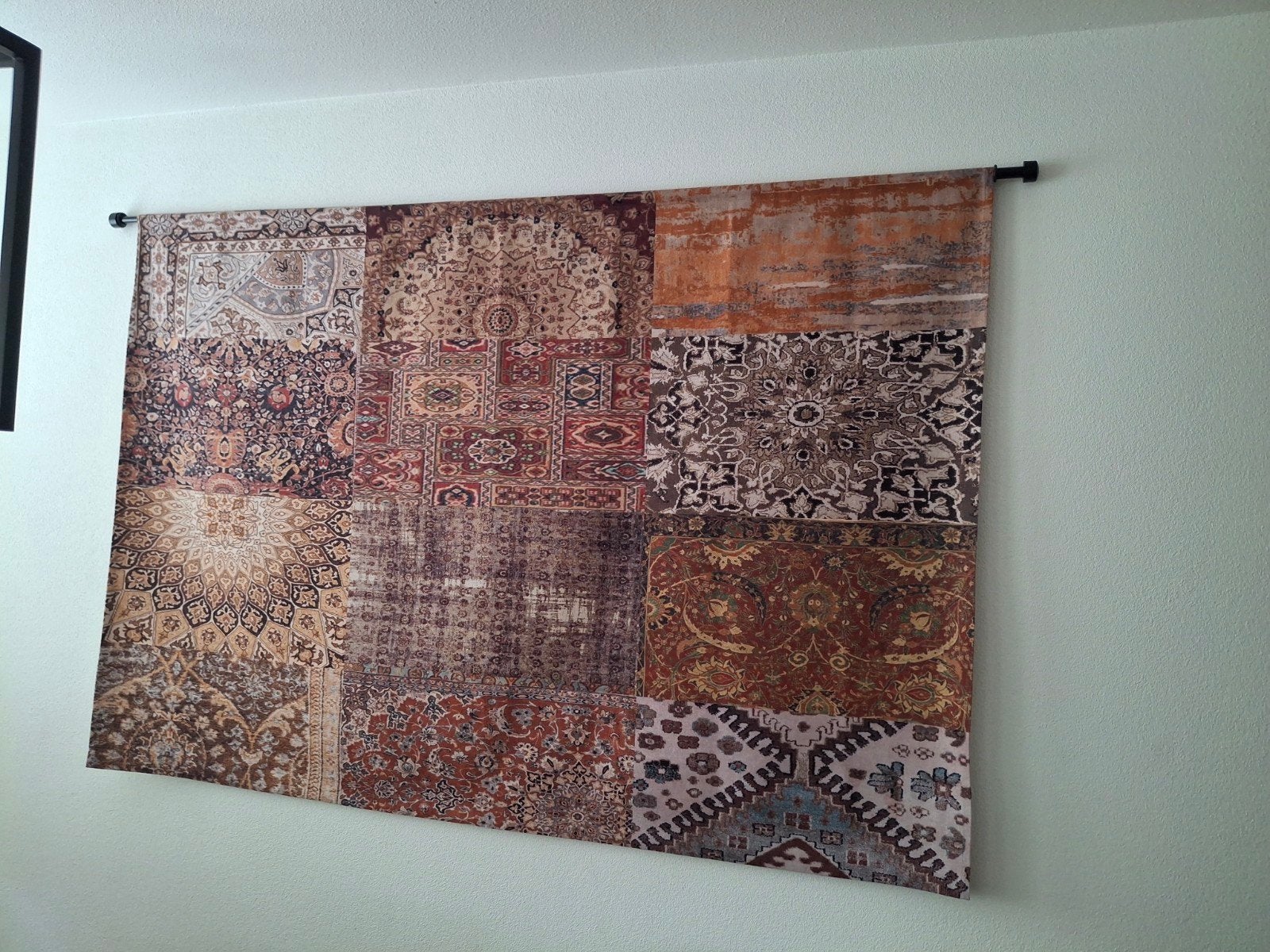 Vintage Oosters Patchwork Wandkleed - Kashmar Stijl, Ophalen, Bruin, Zo goed als nieuw, Vintage, Oosters, Kashmar, Patchwork