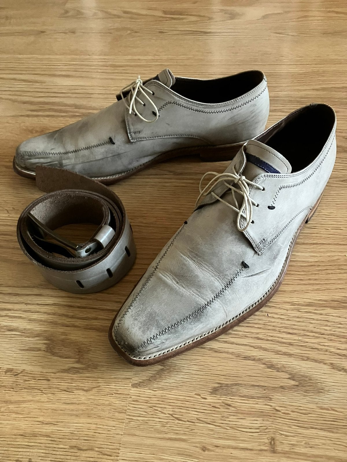 Floris van Bommel 10,5 H -45 grijs met riem, Kleding | Heren, Schoenen, Overige kleuren, Ophalen of Verzenden, Gedragen, Veterschoenen