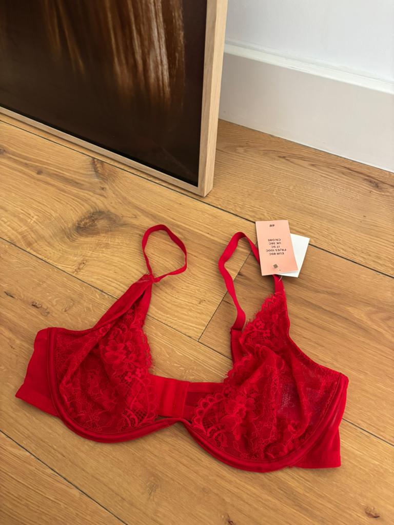 H&M rode BH,rode bralette mooi klassiek kant 85C,nieuw, Ophalen of Verzenden, Rood, BH
