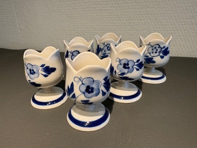 eierdopje 6 stuks samen vintage delfts blauw, Ophalen of Verzenden