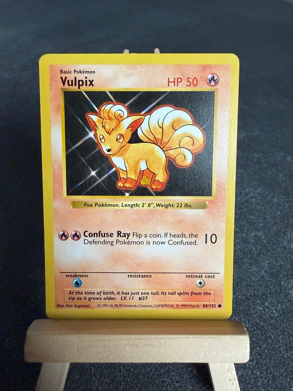 Vulpix 68/102 - Base set Shadowless - Vintage - Pokémon, Ophalen of Verzenden, Gebruikt, Losse kaart
