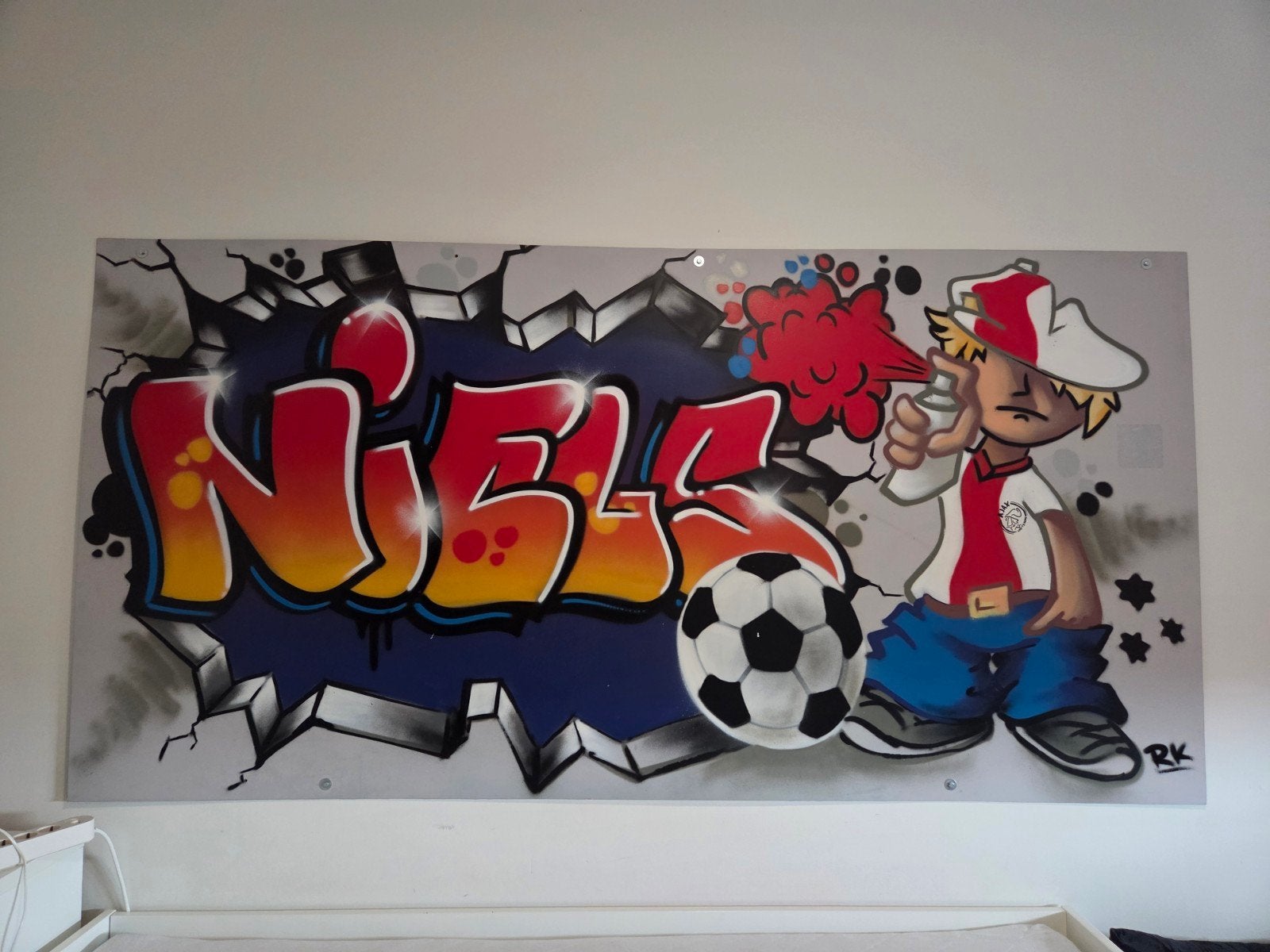 Graffiti voor de Ajax fan met de naam Niels, Ophalen, Wanddecoratie