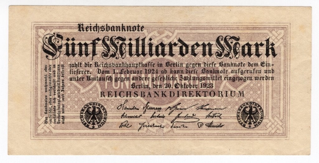 Duitsland 5 Miljard 1923, Postzegels en Munten, Bankbiljetten | Europa | Niet-Eurobiljetten, Verzenden, Duitsland