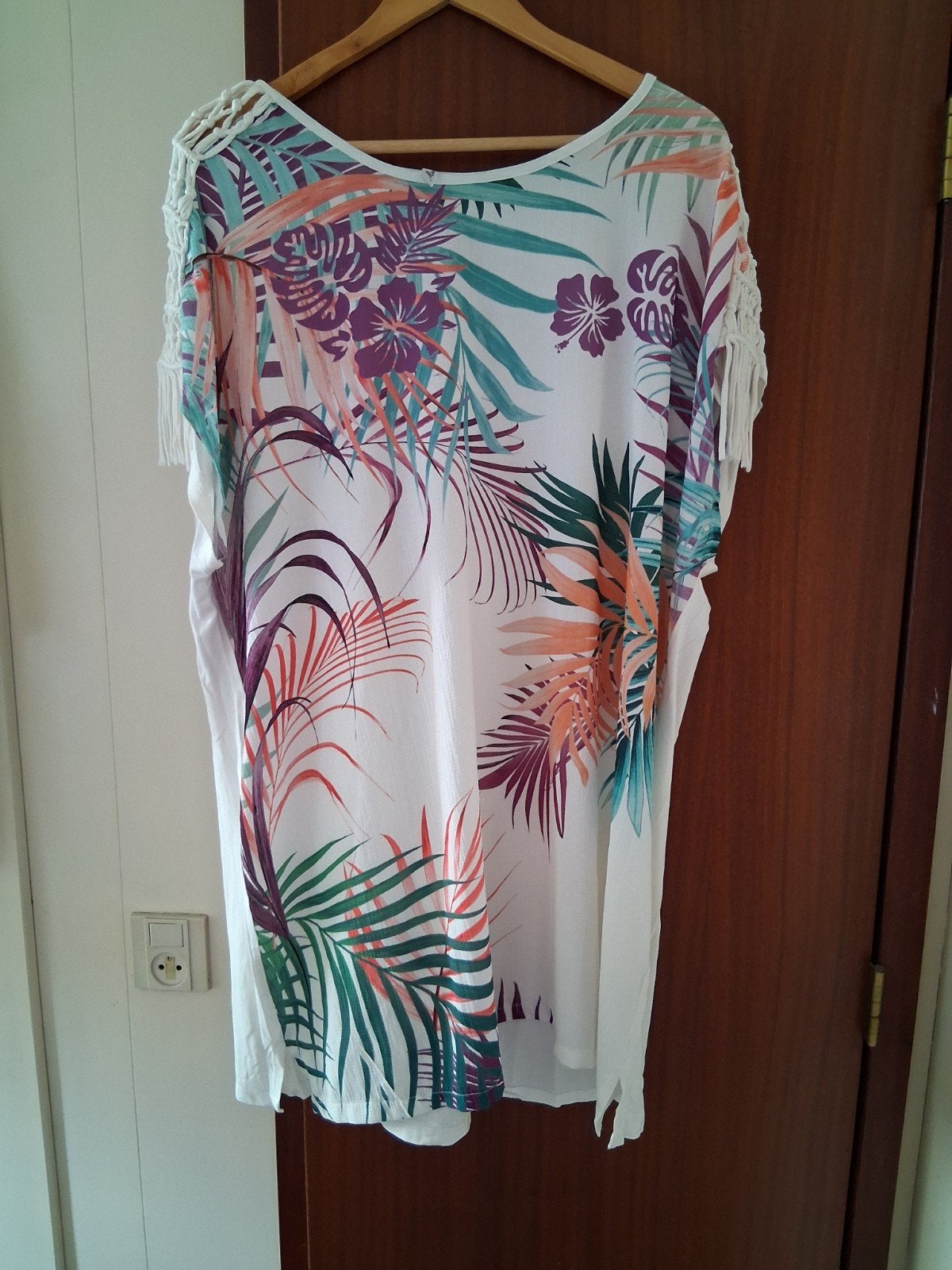 Miss Etam Tuniek met Tropische Print maat 48, Kleding | Dames, Grote Maten, Overige typen, Wit, Ophalen of Verzenden, Miss Etam