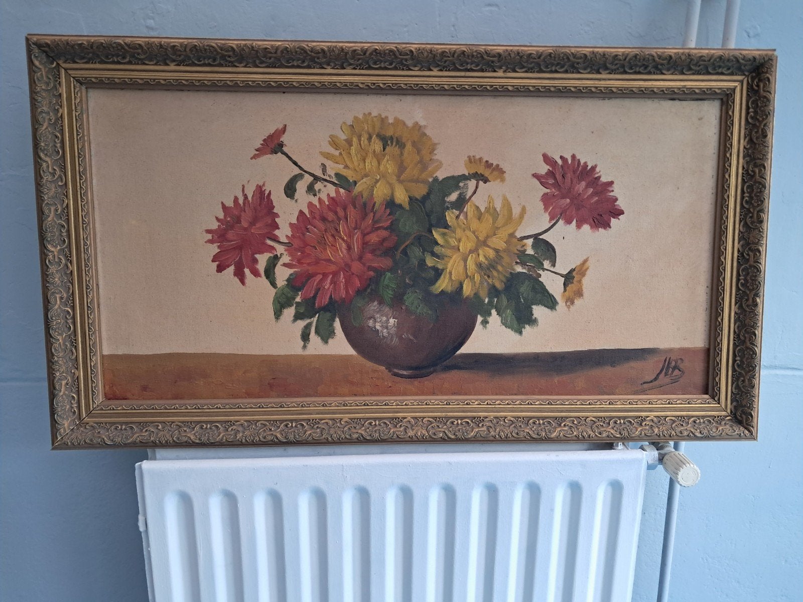 Olieverfschilderij met bloemen in vaas, Antiek en Kunst, Ophalen