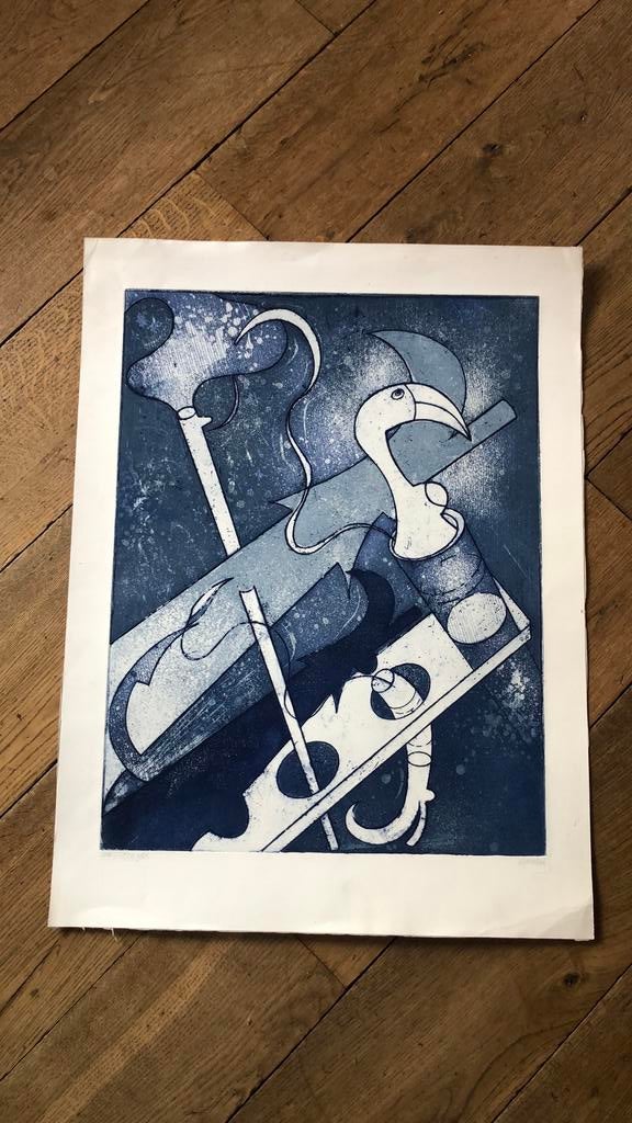 Oude zeefdruk, Antiek en Kunst, Ophalen of Verzenden