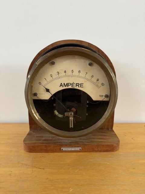 Antieke Ampèremeter op Houten Voet, Antiek en Kunst, Ophalen