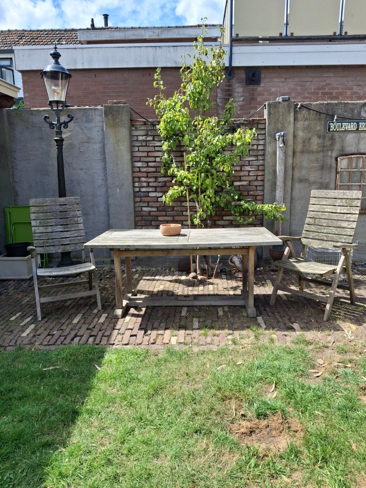 Gloster tuinset, Gebruikt, Teakhout, Tuinset, Eettafel