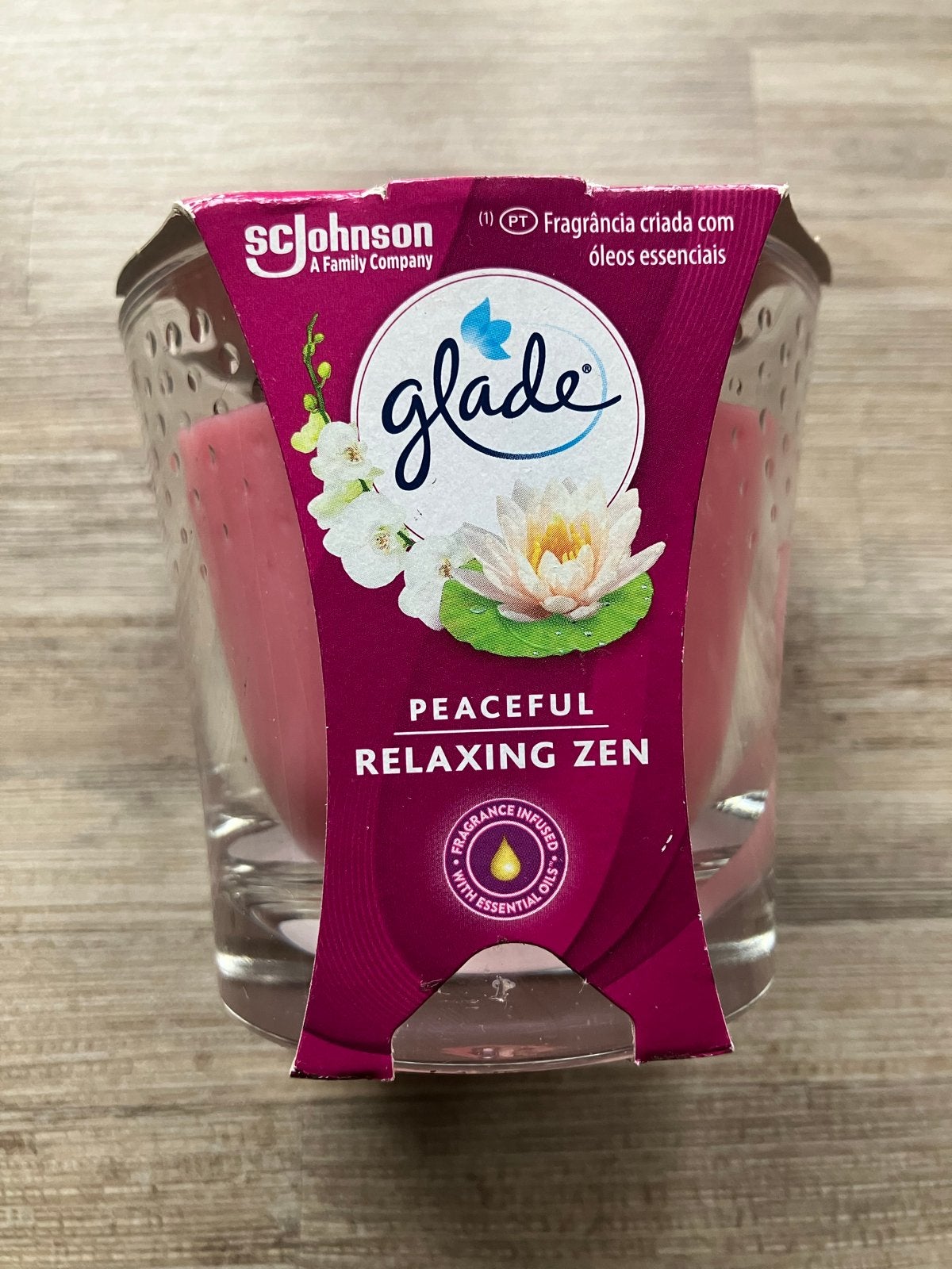 Glade Peaceful Relaxing Zen Geurkaars, Overige merken, Ophalen of Verzenden, Roze, Kaars